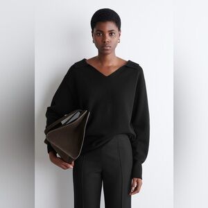 COS Black MERINO WOOL POLO SWEATER size M NWT